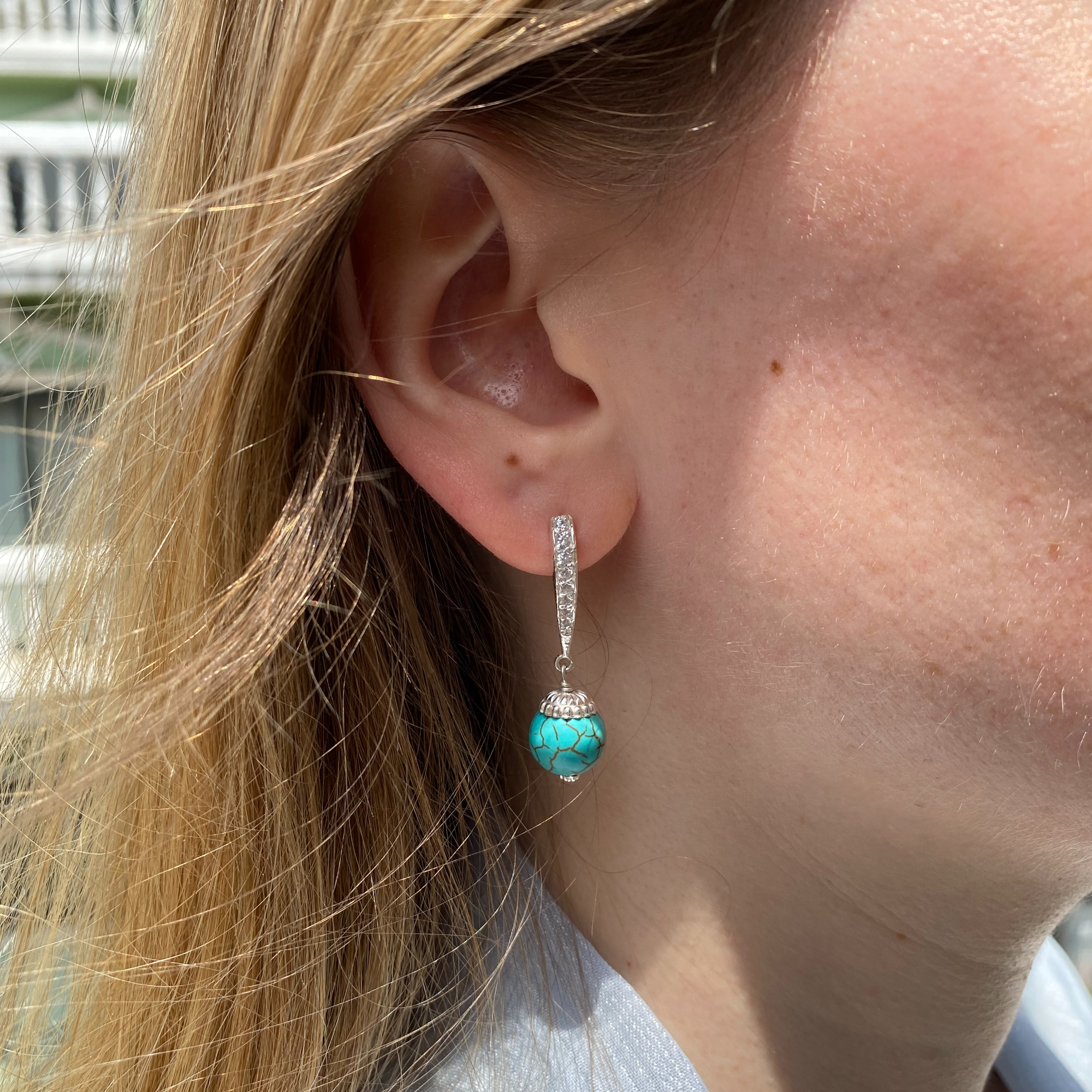 Turquoise ball earrings